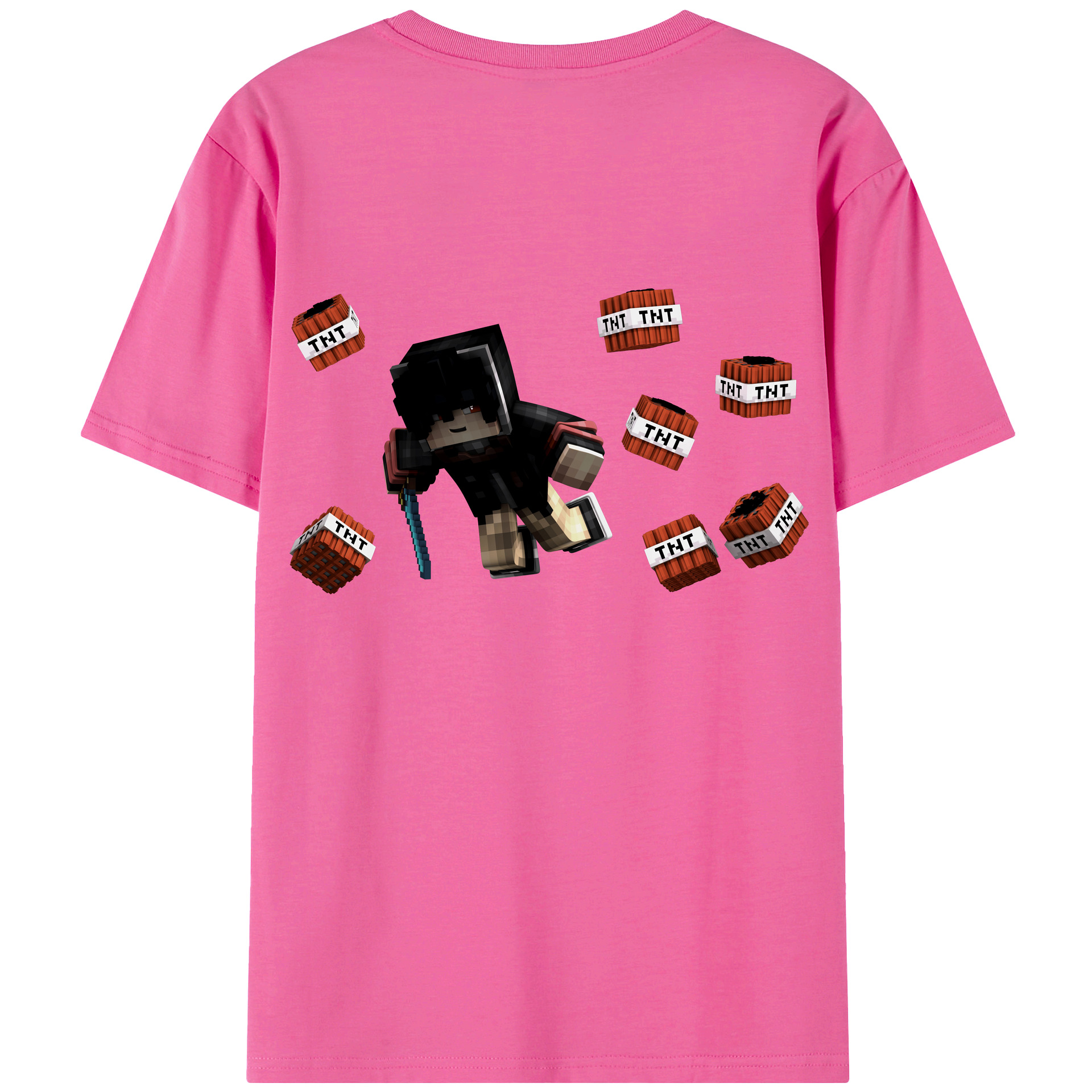 （画像用） マインクラフト ブロックの世界 Minecraft MC Block world レディース半袖Tシャツ(バックプリント)